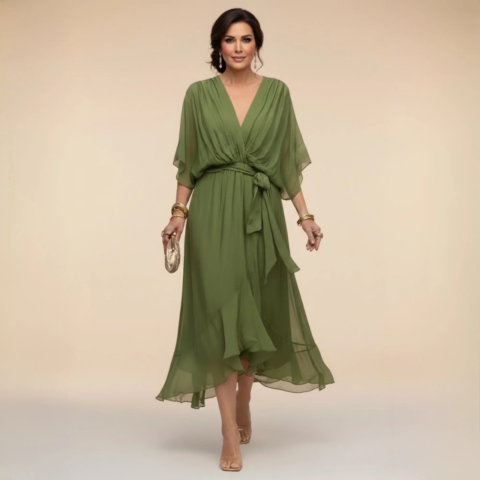 MARTA | VESTIDO DE CHIFFON COM DECOTE EM V