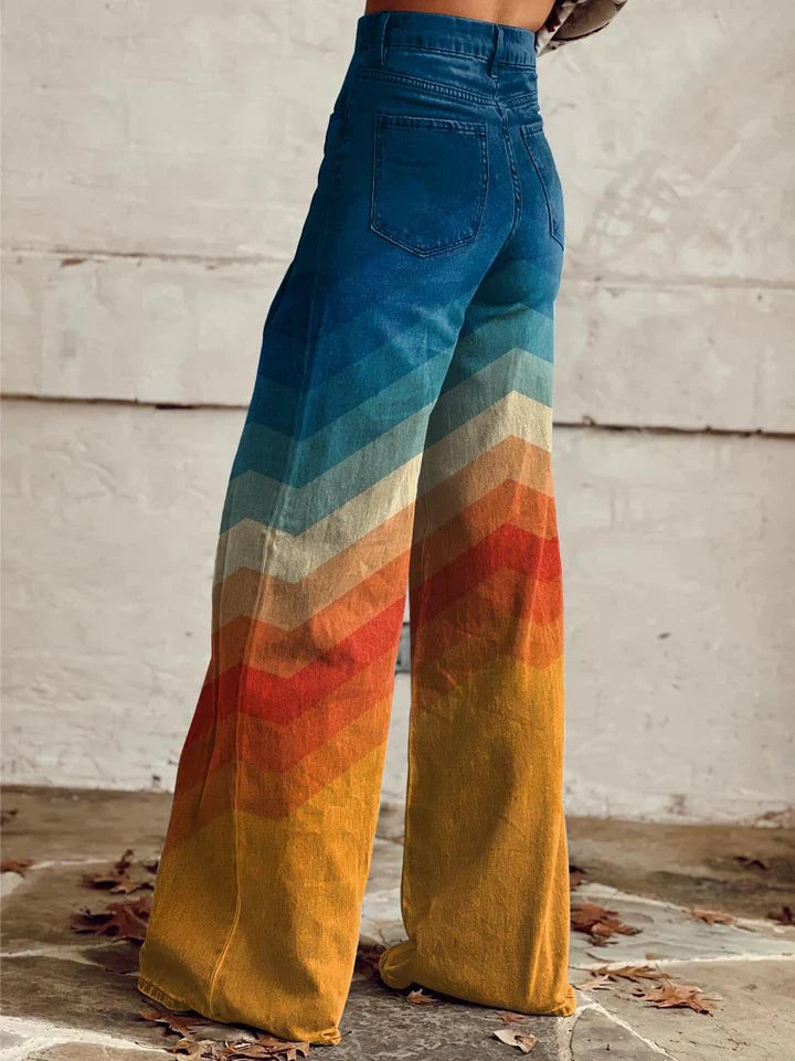 Léa | Pantalones retro con estampado de zigzag