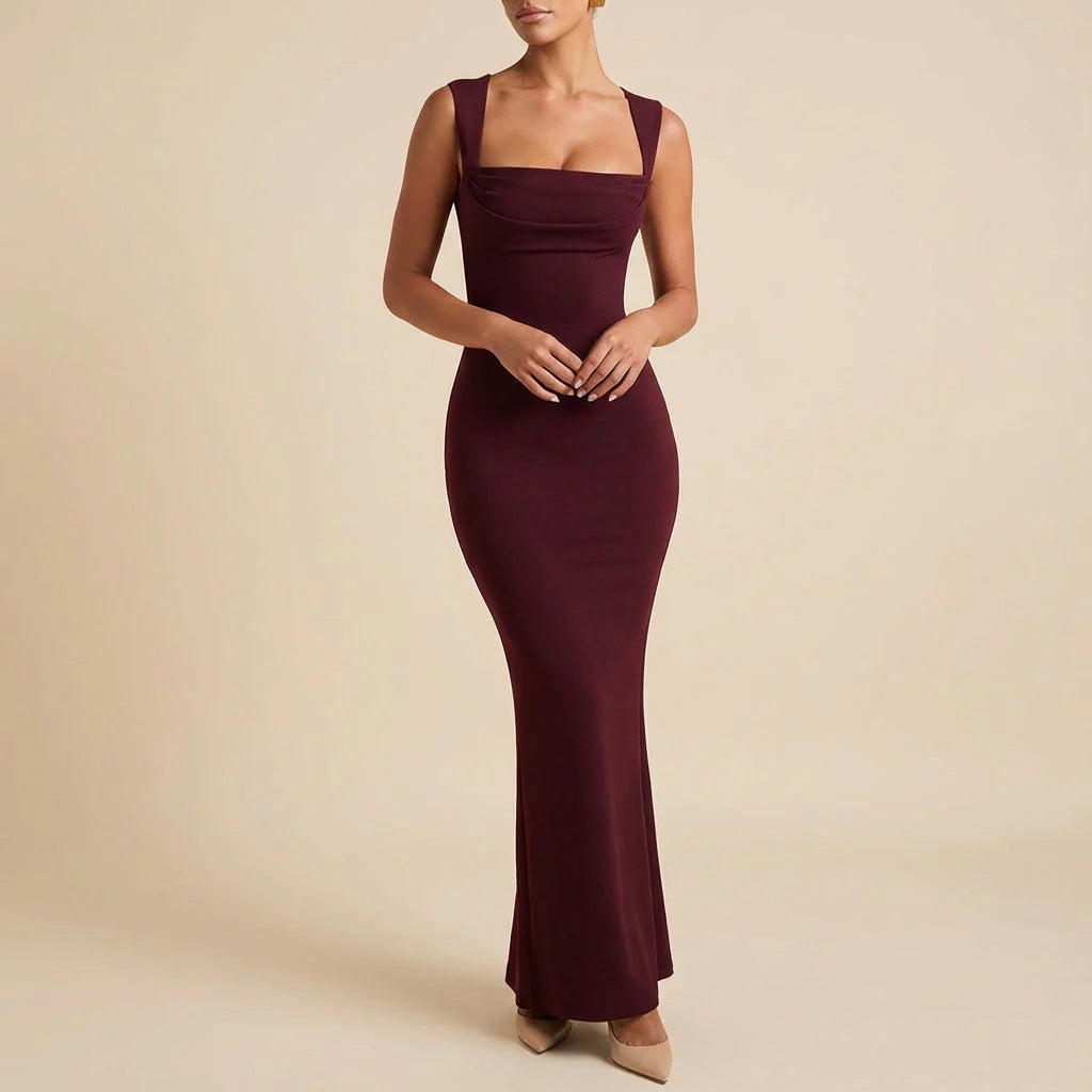 Vestido Largo Mujer Corte Entallado Escote Recto | Eventos