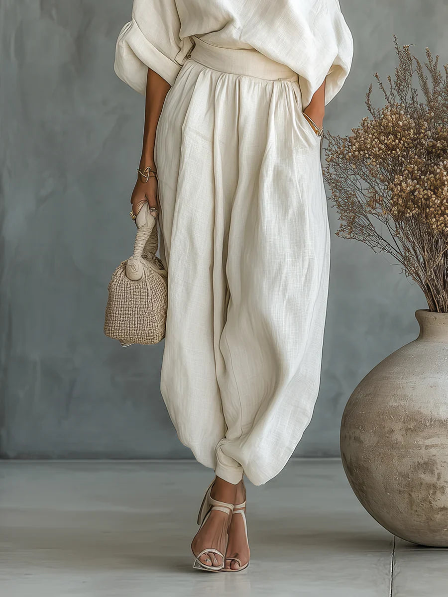 Martina | Conjunto de top con hombros descubiertos y pantalones ajustados