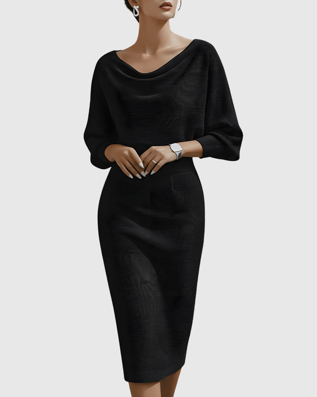 ISMERIA | Vestido midi con mangas murciélago