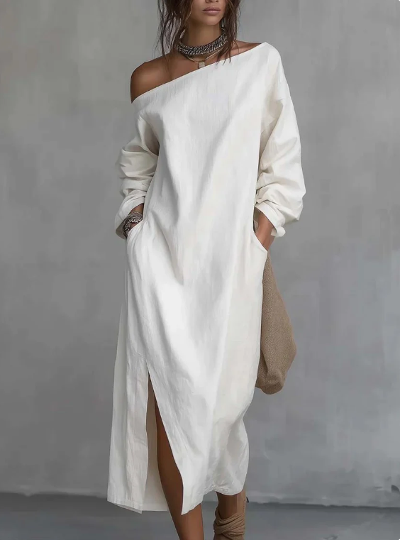 Ángela | Vestido Asimétrico De Lino