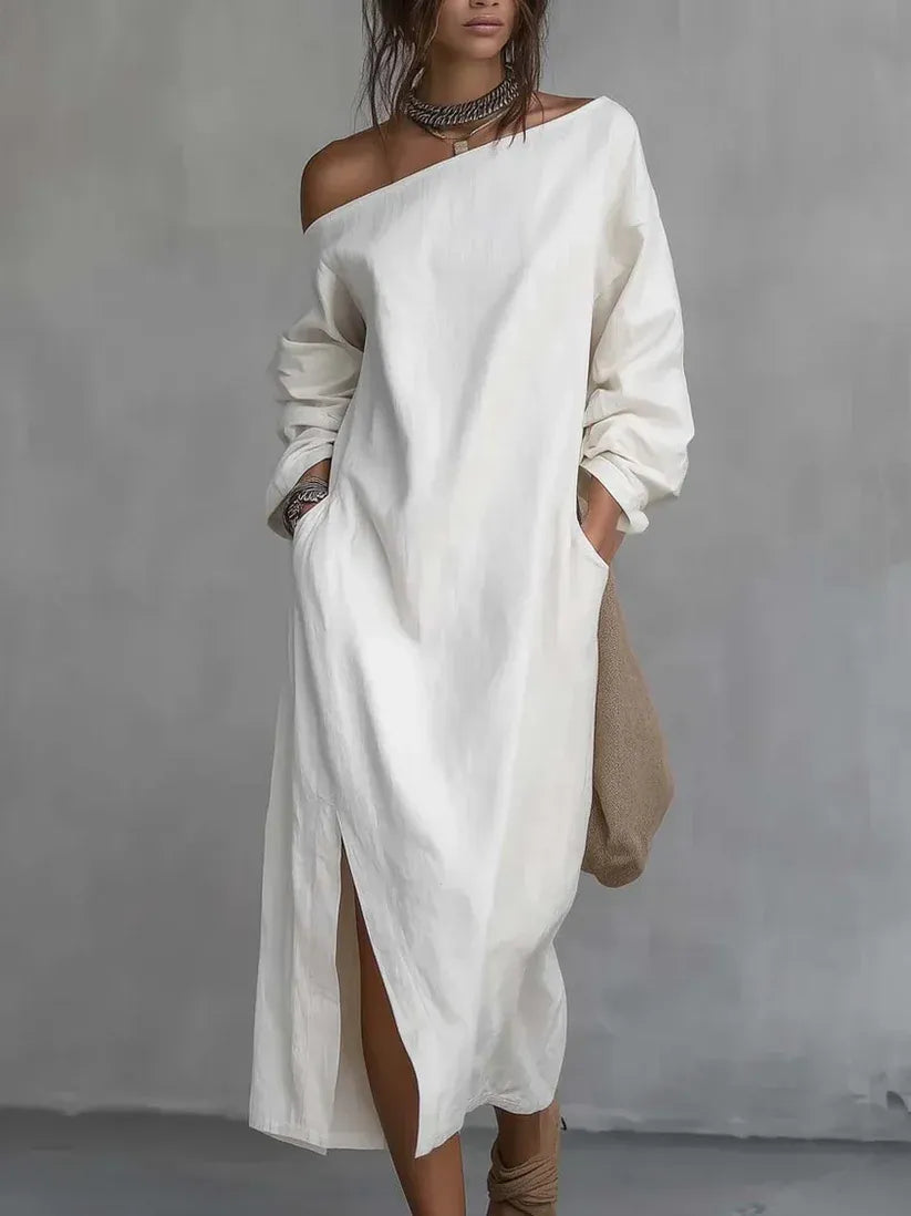 Ángela | Vestido Asimétrico De Lino